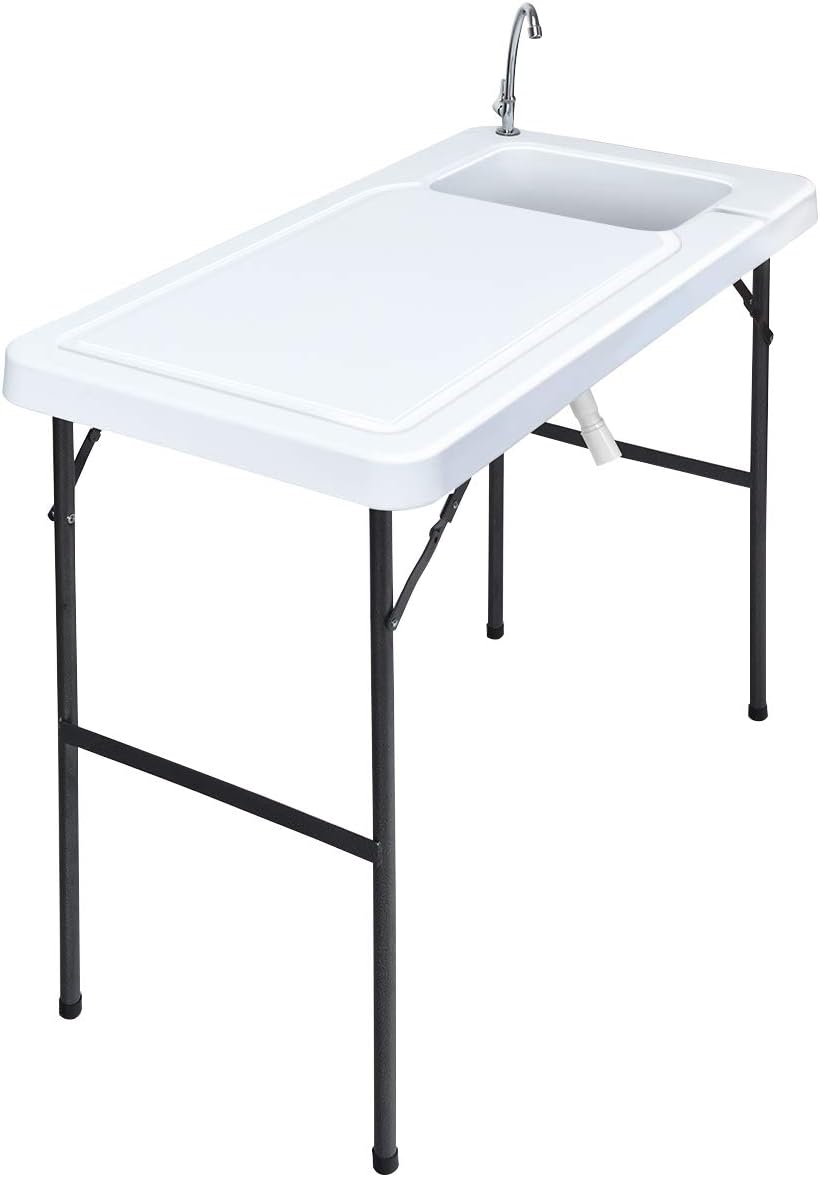 Folding Fish Cleaning Table with Sink and Faucet S63870