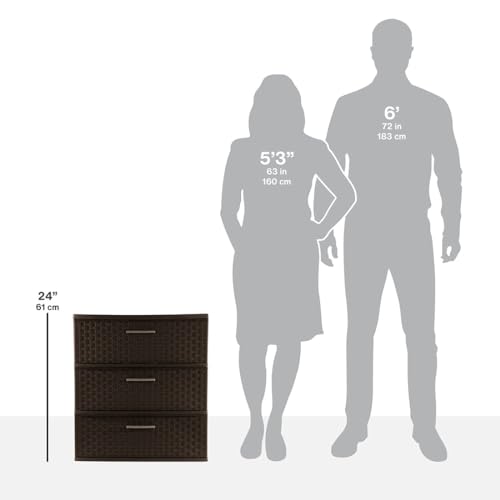 Espresso 3 Drawer Plastic Weave Storage Tower R4963