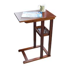 Solid Acacia Wood C Table with Storage Tray - Black Q665592