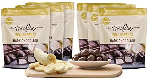 6-Pack Dark Chocolate Dipped Freeze-Dried Bananas 4.5 oz Q190