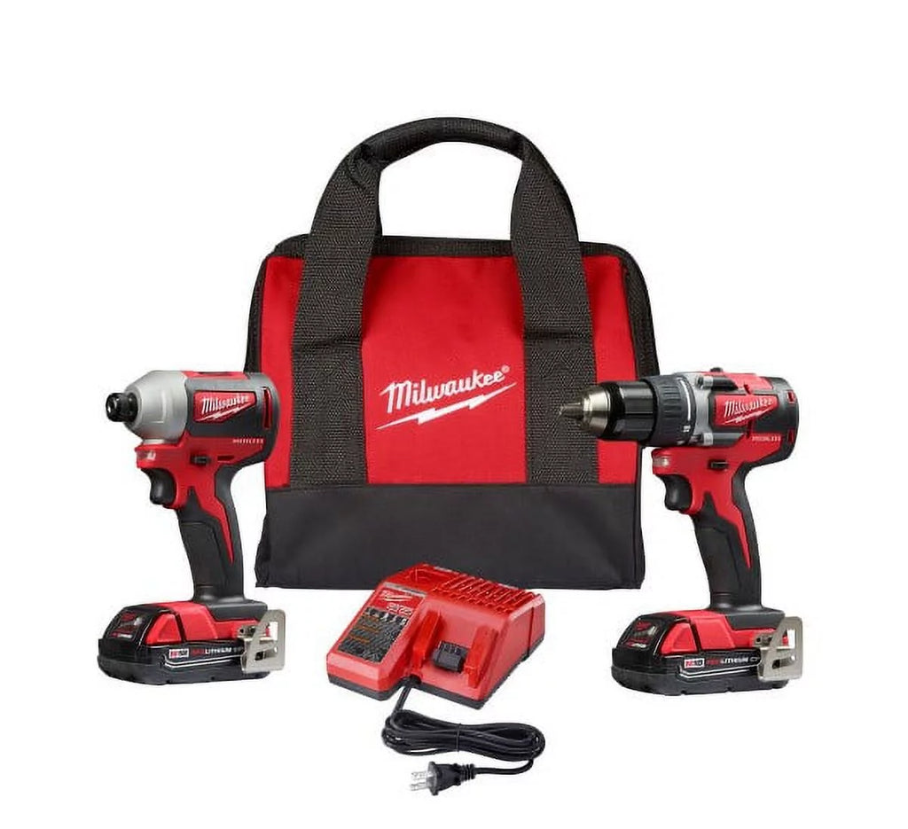 Compact Brushless Cordless Drill/Impact Combo Kit (2-Tool) with 2.0Ah Batteries, Charger & Bag D26631