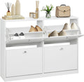 White Shoe Cabinet with 4 2-layer Flip Drawers O527839