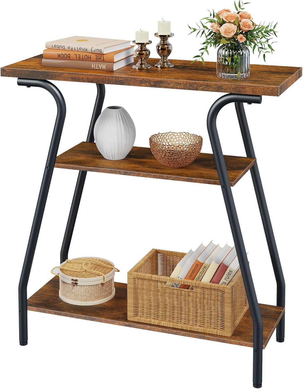 Narrow Console Table with Storage Shelves U71399