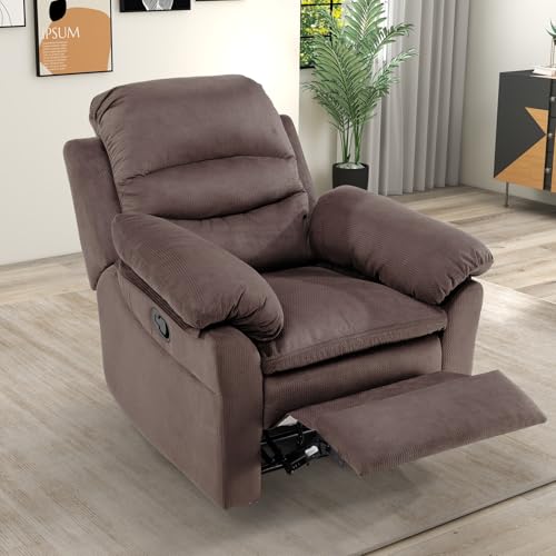 Breathable Fabric Cloth Single Recliner Chair with Padded Backrest and Armrests J65692