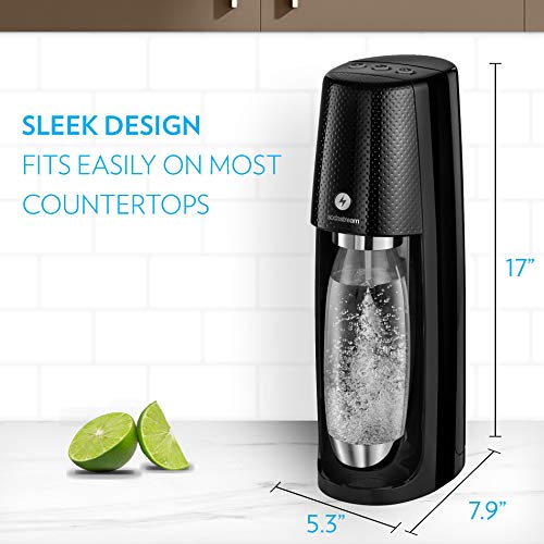 Black Sparkling Water Maker Bundle with CO2 and BPA Free Bottles E684