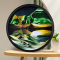 17.3'' 3D Sand Art Liquid Motion Moving Wall Art Glass Crafts Solid Wood Frame (Green) C321027