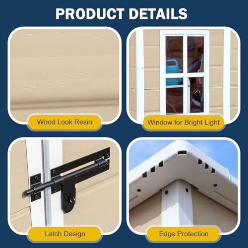 6x3 FT Waterproof Resin Outdoor Storage Shed with Floor and Double Lockable Doors T667930