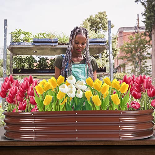 5ft Oval Galvanized Metal Raised Garden Bed Planter J47478