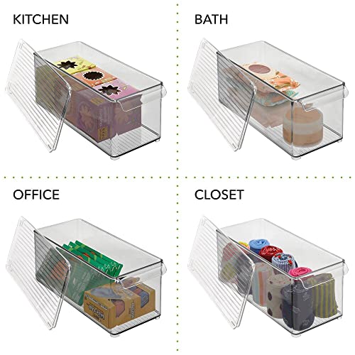Clear Plastic 2 Pack Food Storage Container Bin with Lid M709