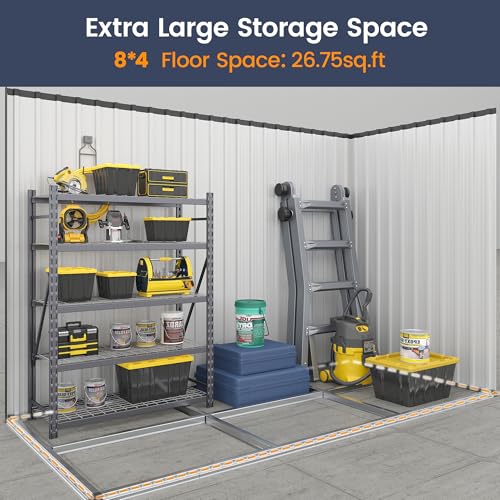 Gray White 6 x 6 FT Resin Outdoor Storage Shed with Floor F93440