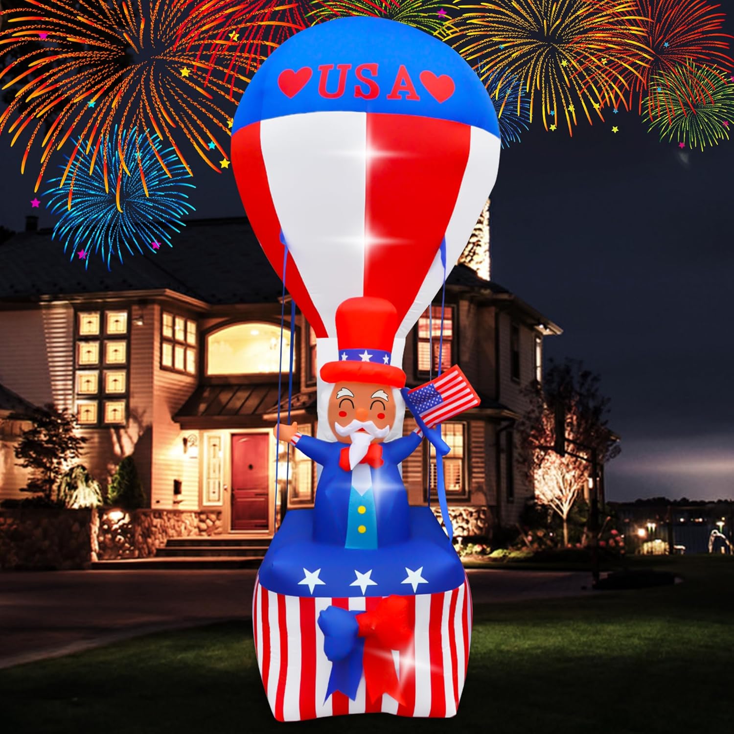 9FT Uncle Sam on Hot Air Balloon Inflatable with LED Lights N775141