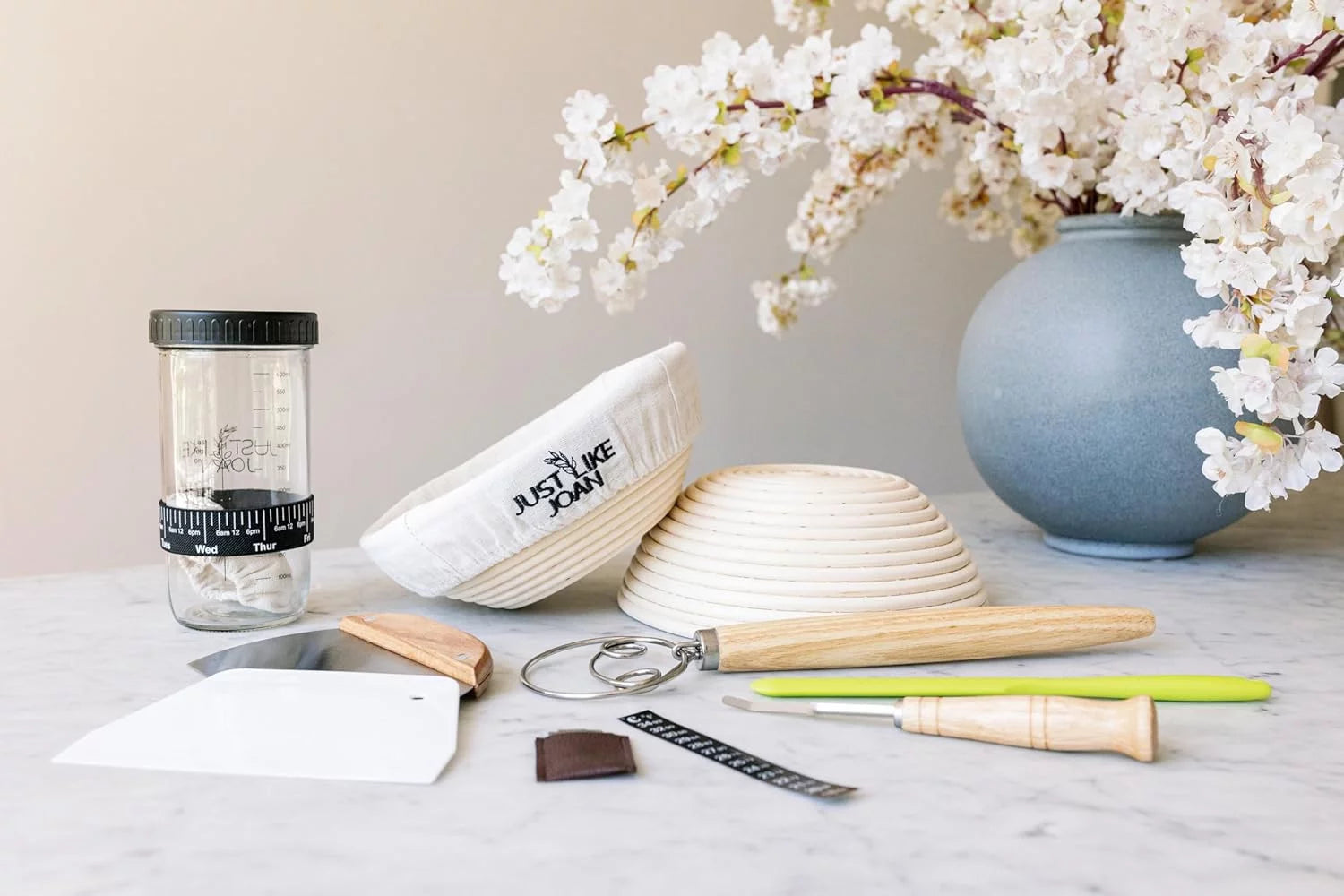 Sourdough Bread Baking Kit with Starter Jar and Banneton Bowl Basket T85851