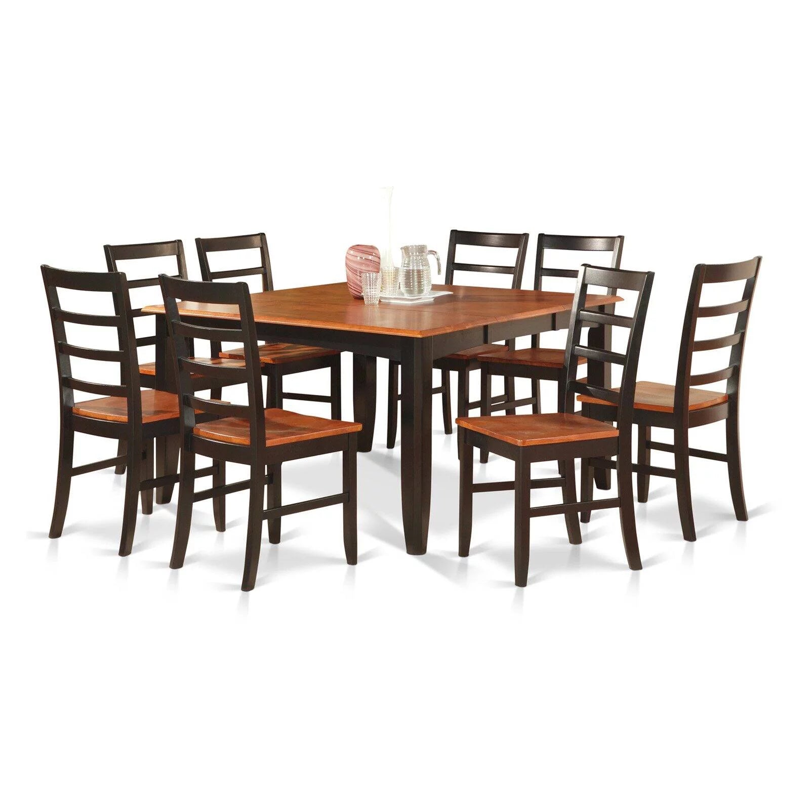 9 Pc Square Dining Table with Leaf and 8 Dining Chairs R998