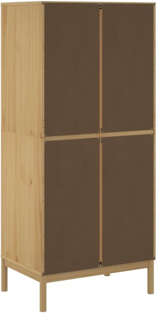 Solid Pine Wood Wax Brown Wardrobe M4373