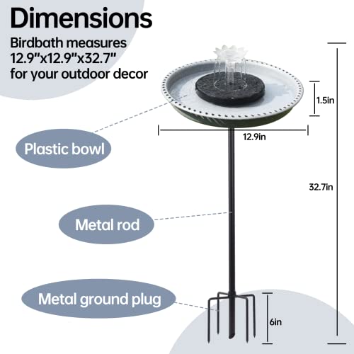 Solar Powered Bird Bath with Fountains Z35666