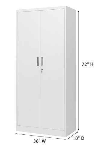 72" H x 36" W x 18" D White Steel Locking Storage Cabinet with Adjustable Shelves K11850