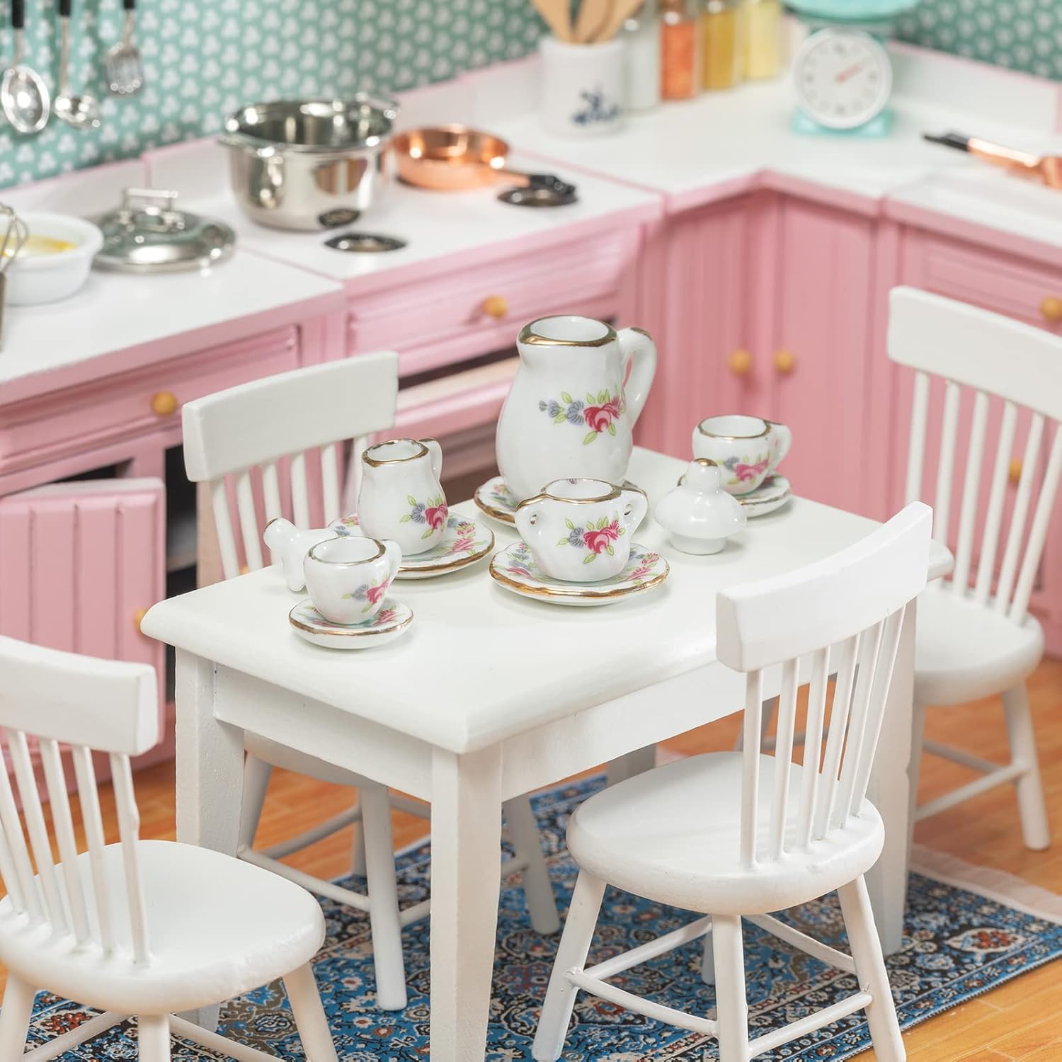 1:12 Dollhouse Kitchen Room Set 17 Pieces White U7114
