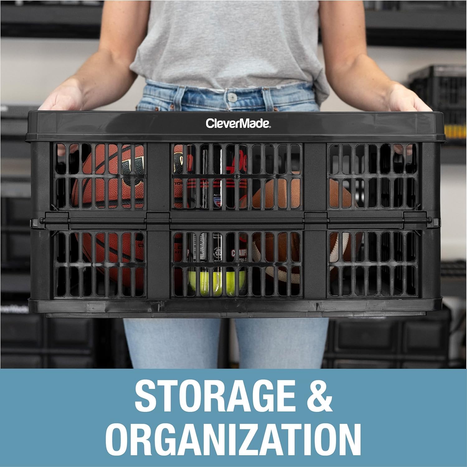 3PK 45L Collapsible Plastic Storage Bins T290544