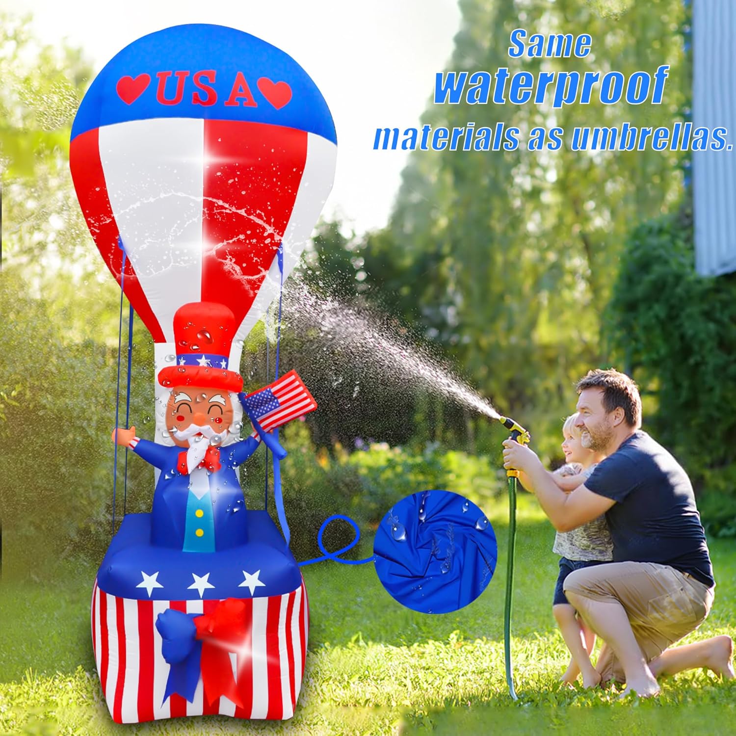 9FT Uncle Sam on Hot Air Balloon Inflatable with LED Lights N775141