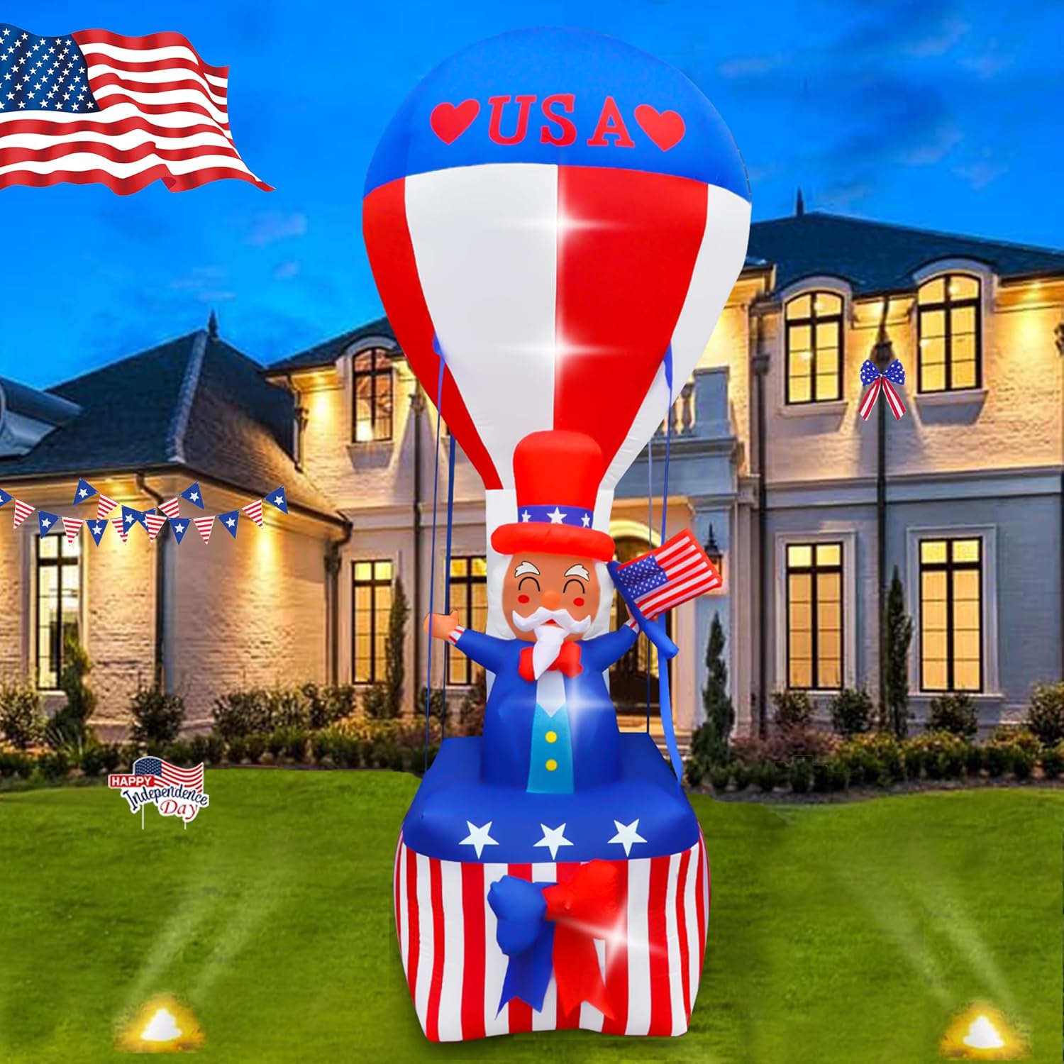 9FT Uncle Sam on Hot Air Balloon Inflatable with LED Lights N775141