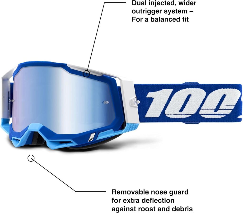 Blue MX Offroad Goggles with Mirror Gold Lens G36633