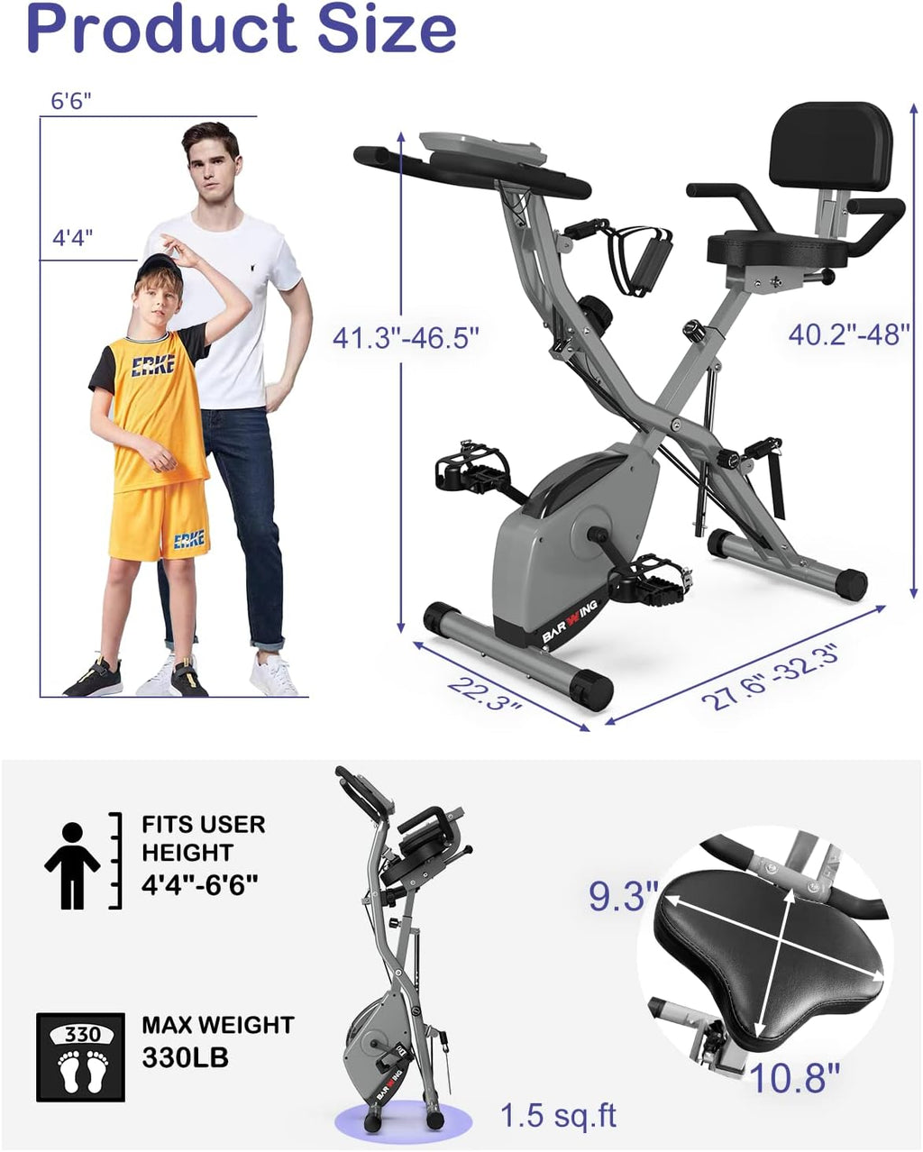 Cement Grey 4 IN 1 Foldable Indoor Cycling Bike J8296