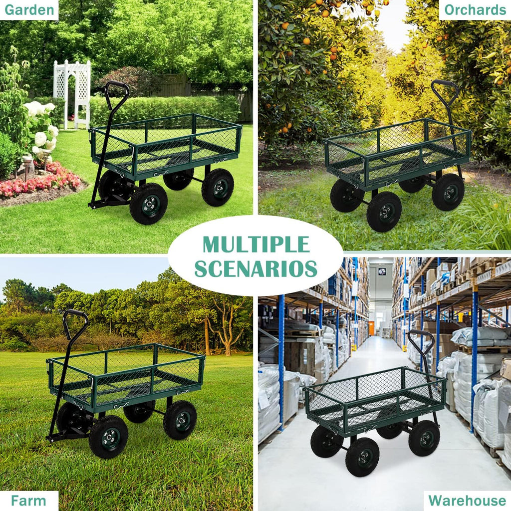 Heavy Duty Utility Wagon Garden Cart with Removable Sides, 400lb Weight Capacity, Folding Collapsible Wagon D1998