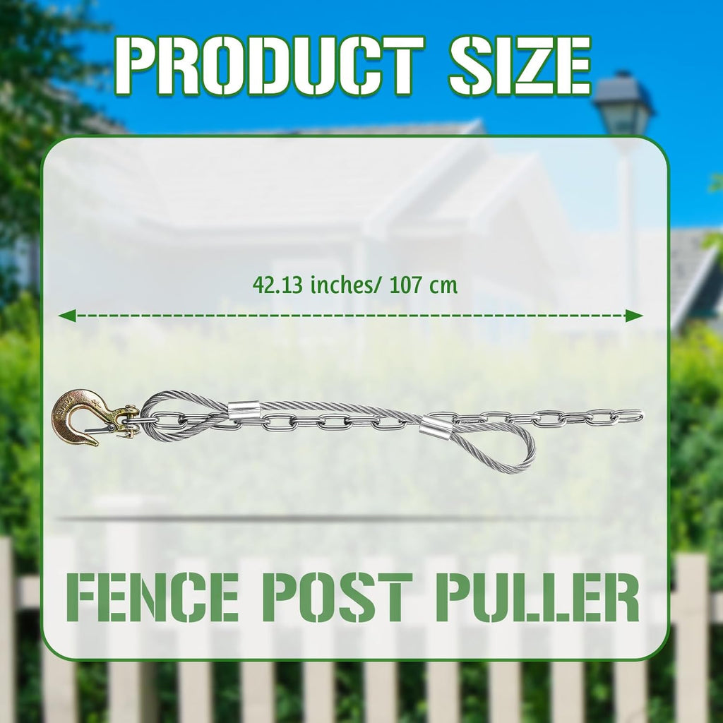 Silver 42.13 Inches Long Heavy Duty Fence Post Puller Tool with Chain and Slip Hook X844773