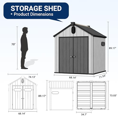 6x6 FT Outdoor Resin Storage Shed with Floor M85847