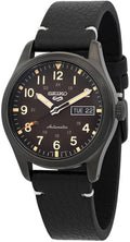 Automatic Manual Winding Watch with Black Dial, Stainless Steel Case, Black Leather Strap, 100m Water Resistant H79281