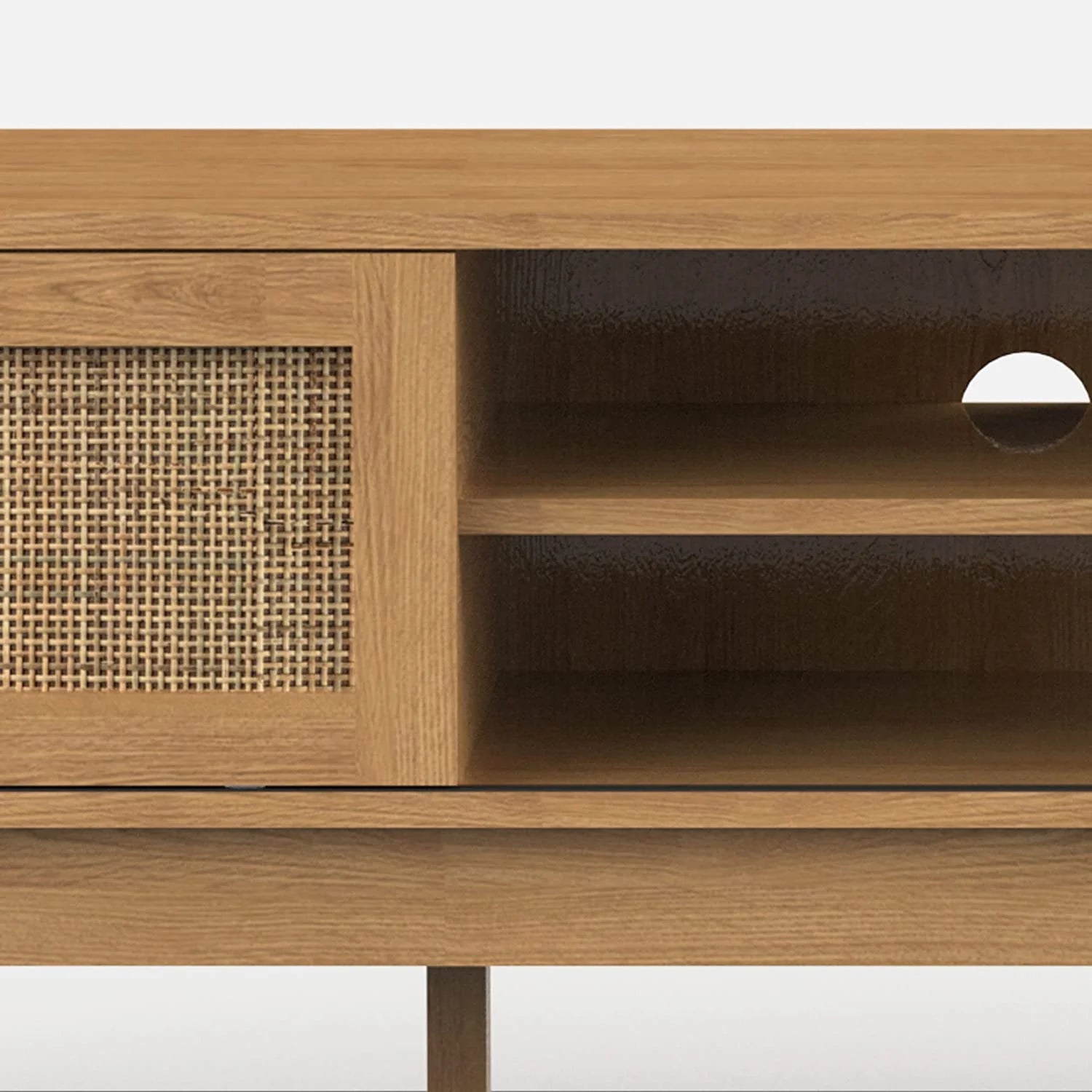 Rattan Sliding Doors Low Profile Television Stand 59 Inch U954805