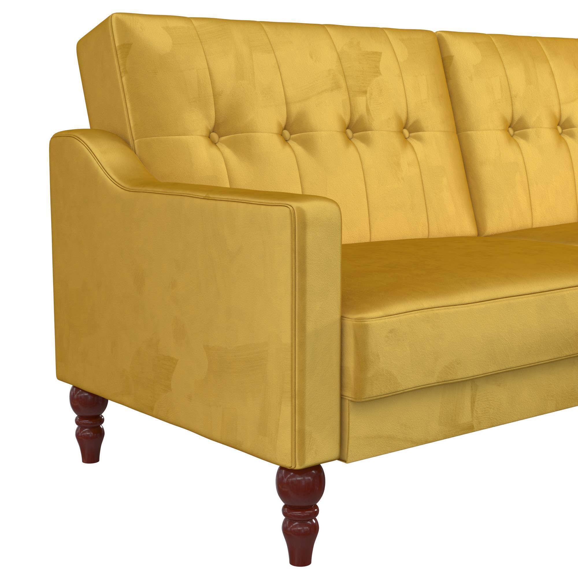 Mustard Coil Futon Convertible Sofa Bed W1095