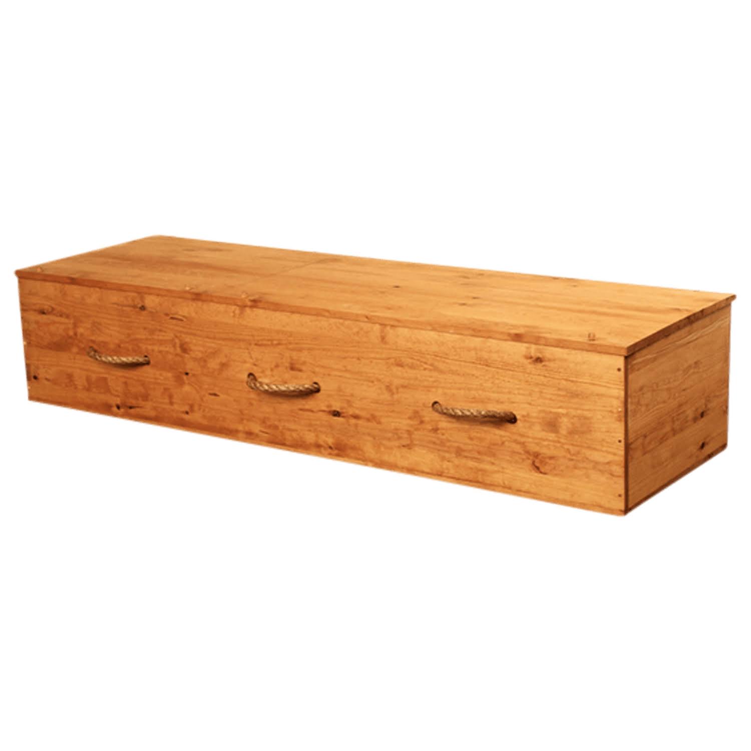 Pine Box Coffin with Rope Handles W2644
