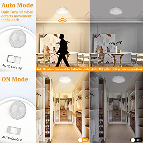 2-Pack Battery Operated Motion Sensor LED Ceiling Lights 3000K 400LM L3944