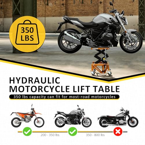 Hydraulic Motorcycle Lift Table, 350 LBS Heavy Duty Scissor Jack Stand with Wide Deck Y807799