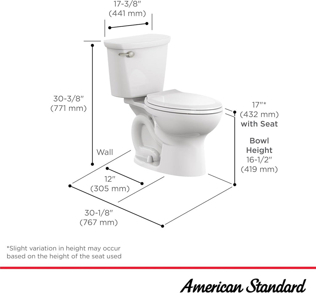 Two-Piece Toilet with Slow-Close Seat, Elongated Front, Chair Height, White, 1.28 gpf W2872