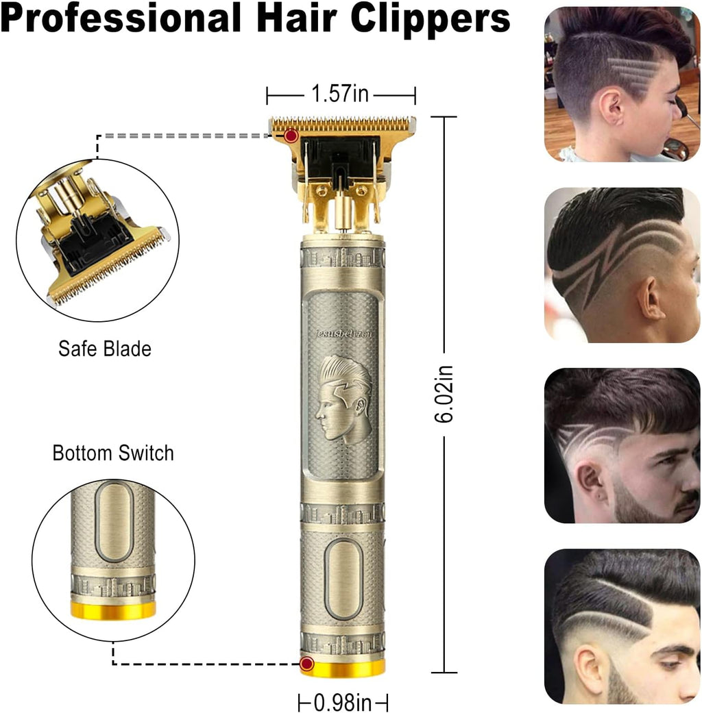 Cordless Hair & Beard Trimmer with 4 Guide Combs, Rechargeable T-Blade Hair Clippers, Bronze Y770953