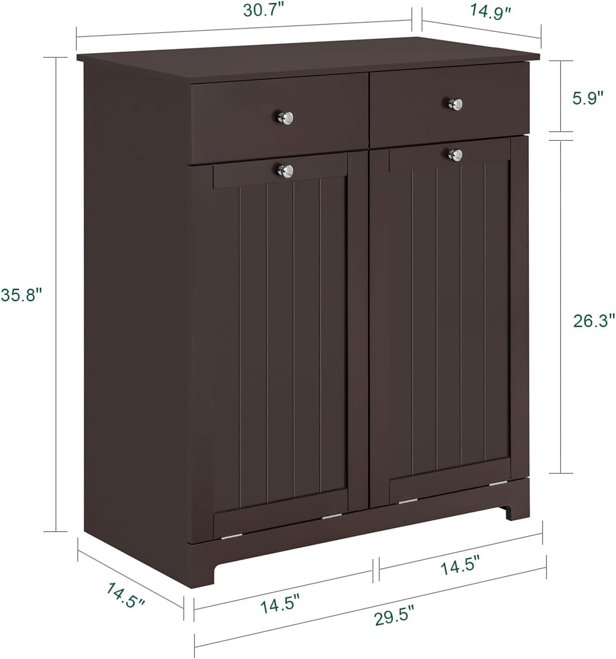 Laundry Hamper Cabinet with 2 Drawers and Wall Cabinet I733401