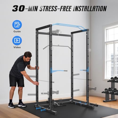 Power Cage Squat Rack with Cable Crossover System A752