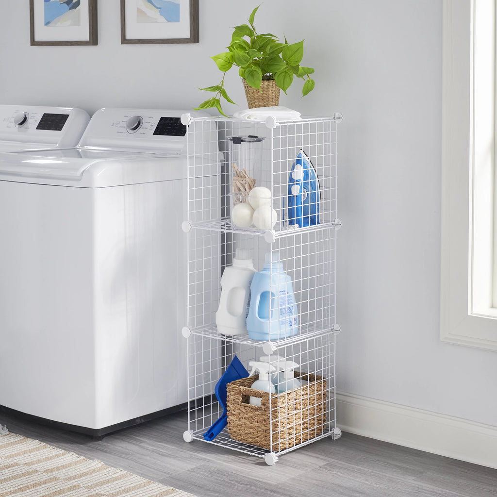White 3-Piece Stackable Modular Storage Cube Set V922129