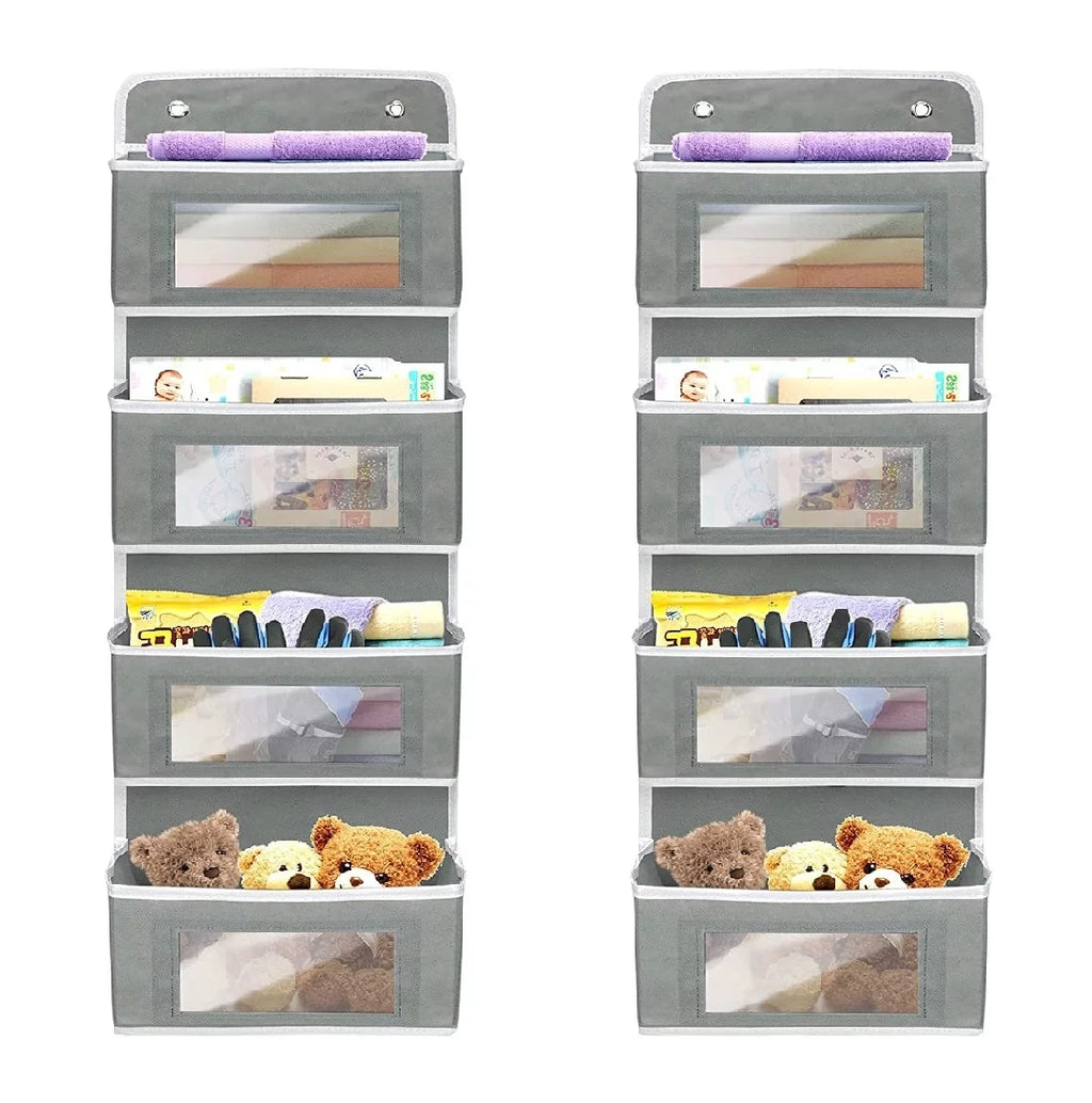 2 Pack 4-Shelf Over Door Hanging Organizer, Grey PVC K4876