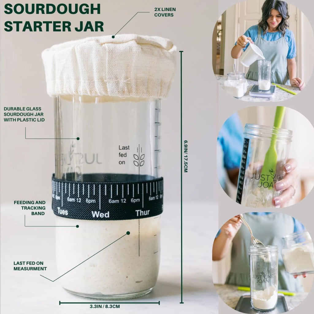 Sourdough Bread Baking Kit with Starter Jar and Banneton Bowl Basket T85851