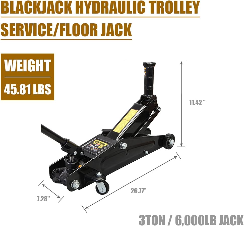 Black Jack Hydraulic Trolley Service/Floor Jack, 3 Ton (6,000 lb) Capacity D494164