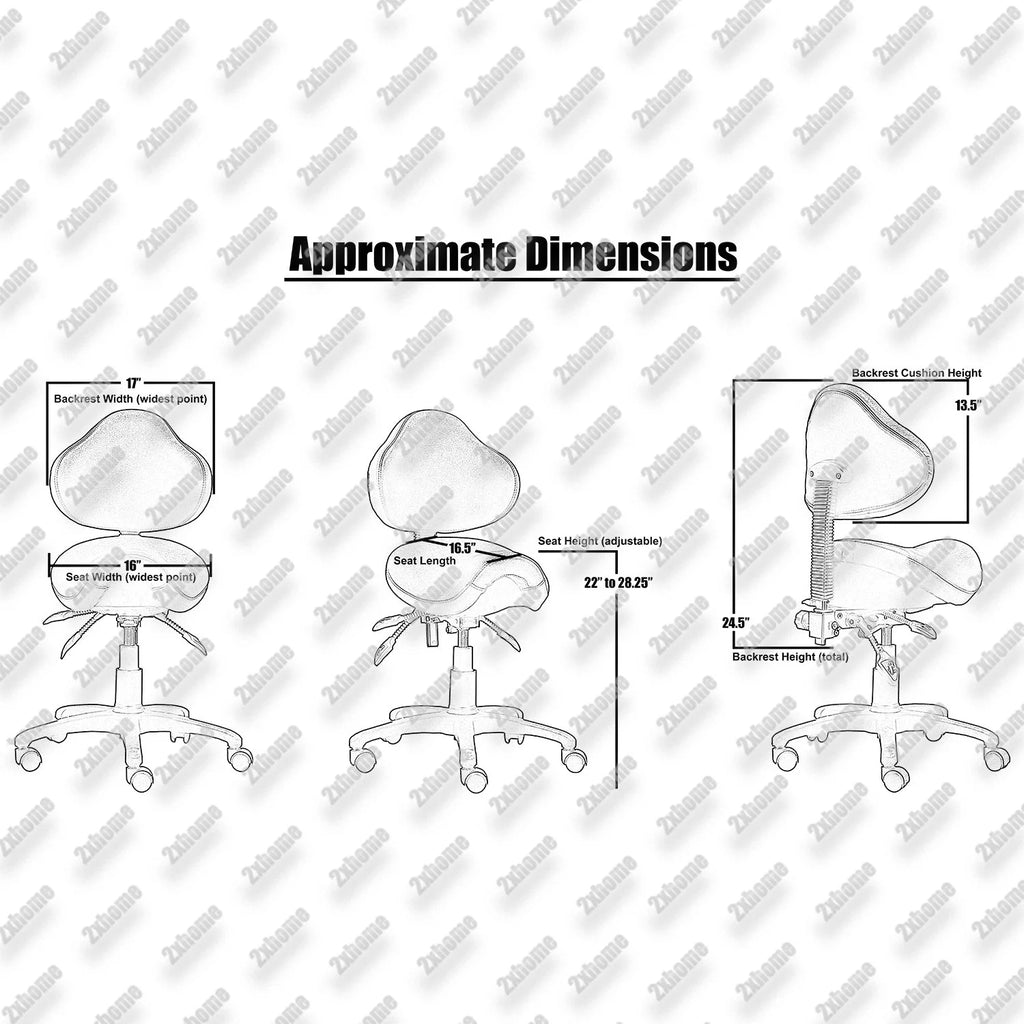 Black Ergonomic Saddle Stool with Back and Padded Seat Q1515