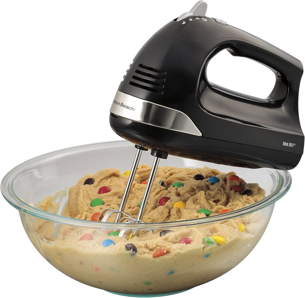 6-Speed Electric Hand Mixer with Storage Case, Beaters, Whisk and Bowl Rest, Black G710579
