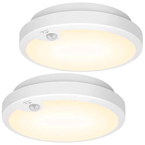 2-Pack Battery Operated Motion Sensor LED Ceiling Lights 3000K 400LM L3944