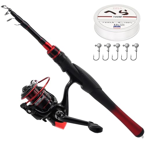 Fishing Rod and Reel Combo Baitcasting Baitcast Reel 5 Foot Fiberglass Telescopic Rod with Fishing Line E28999