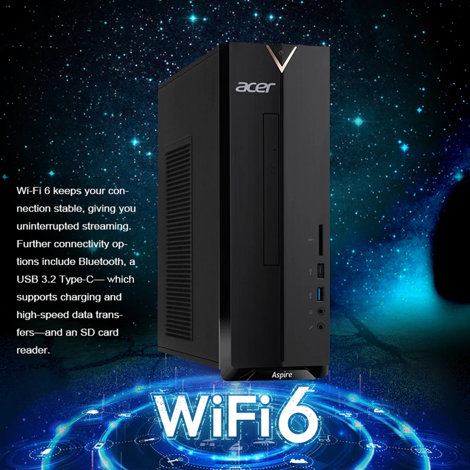 Black Desktop Computer with Intel Celeron N4505, 12GB RAM, 512GB PCIe SSD I7280