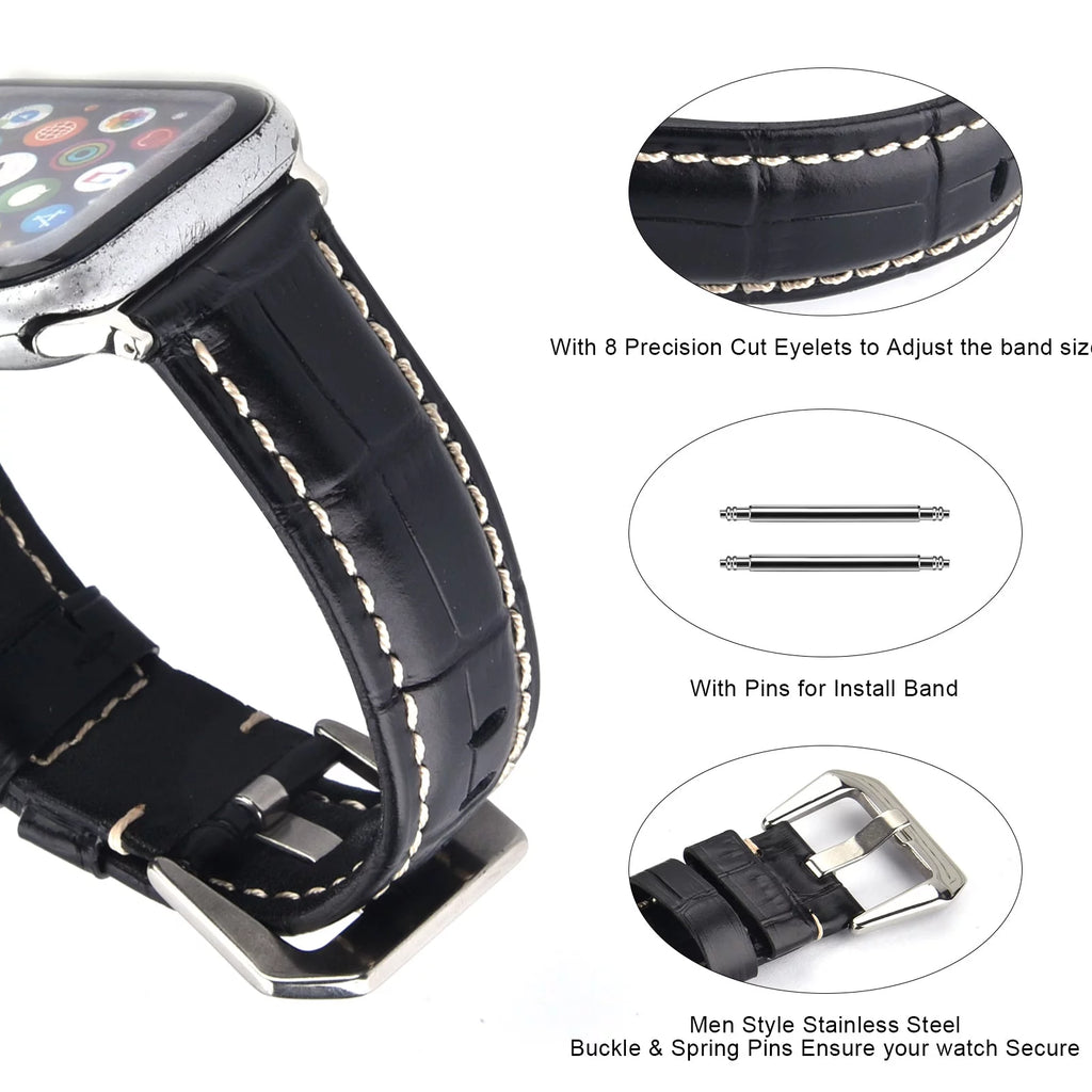 Khaki Leather Band 49mm 44mm 45mm 42mm Wristband N522422