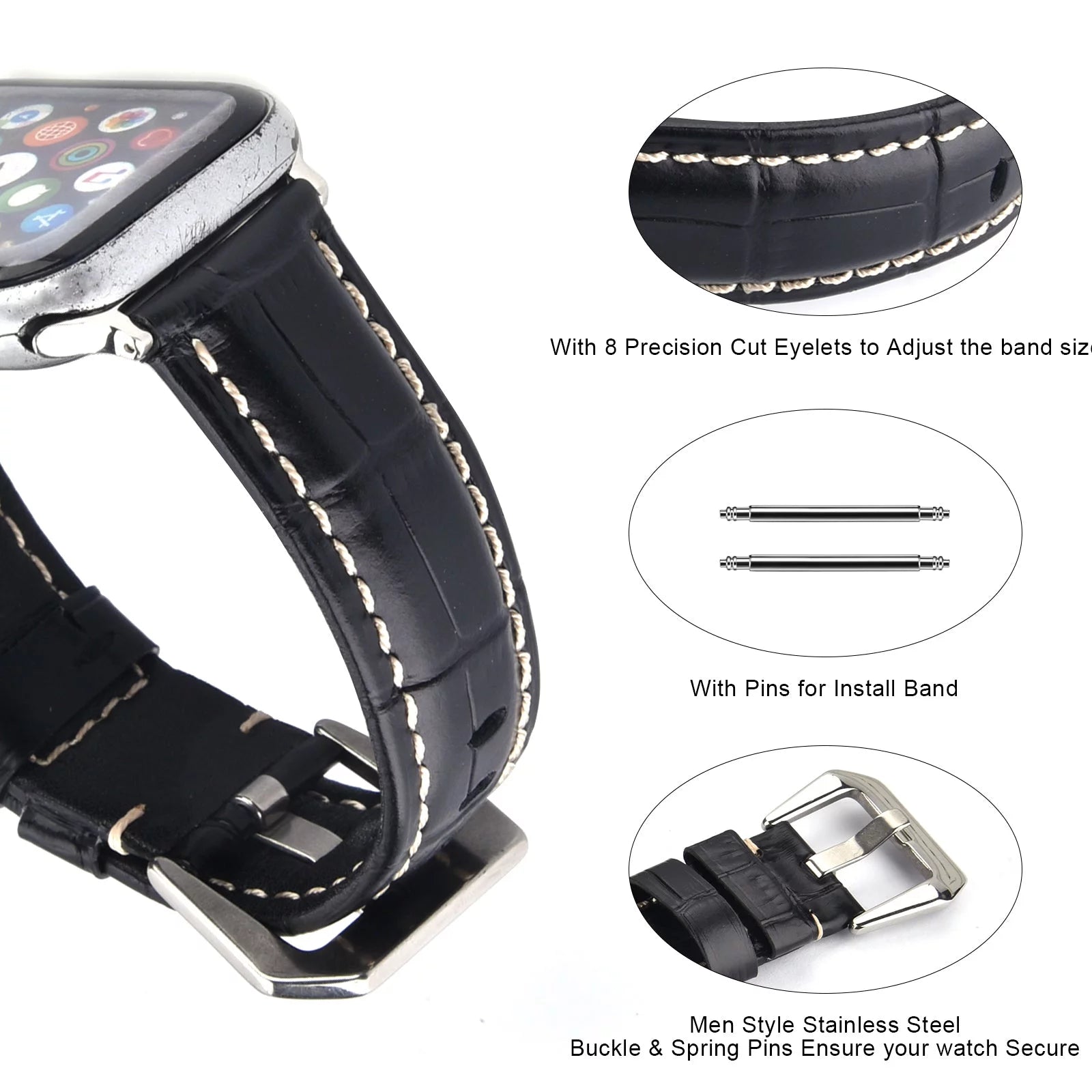 Khaki Leather Band 49mm 44mm 45mm 42mm Wristband N522422